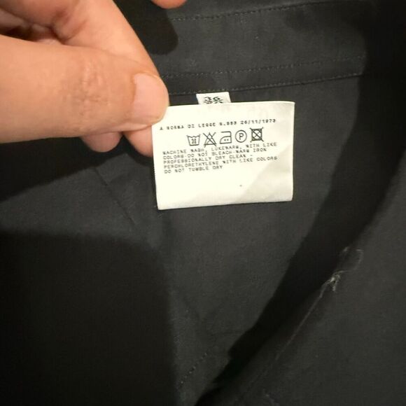Versus Versace Mens Black Shirt IT 36/50 Long Sleeve Zipper Cuffs Italy Made M/L - Picture 8 of 14